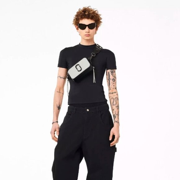 NWT! NEW! Marc Jacobs The Bi-Color Snapshot Cream and Black Crossbody Bag - Picture 14 of 16